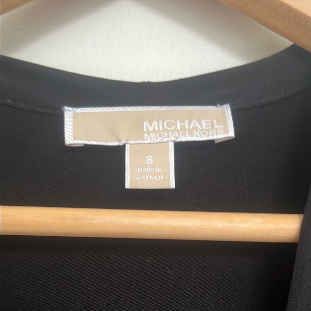 Michael Kors Black A-line V-neck High-Low Tie Waist Maxi Dress 8 - Picture 2 of 8
